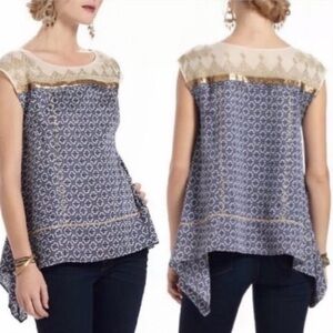 Anthropologie Gold Stream Blouse By Floreat, size XS